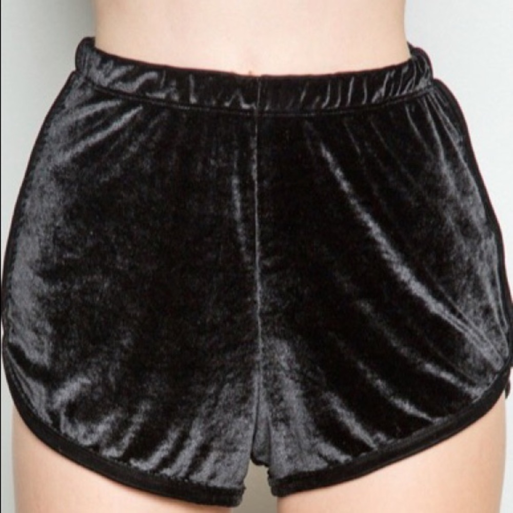 Brandy Melville Black Velvet Lisette Shorts
